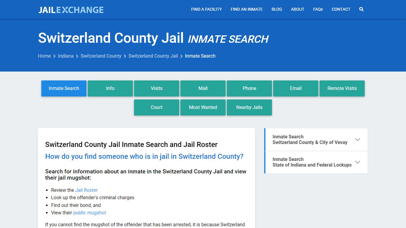 Inmate Search: Roster & Mugshots - Switzerland County Jail, IN