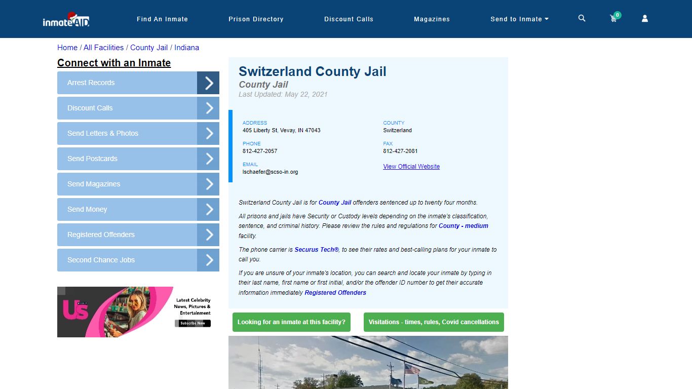 Switzerland County Jail - Inmate Locator - Vevay, IN